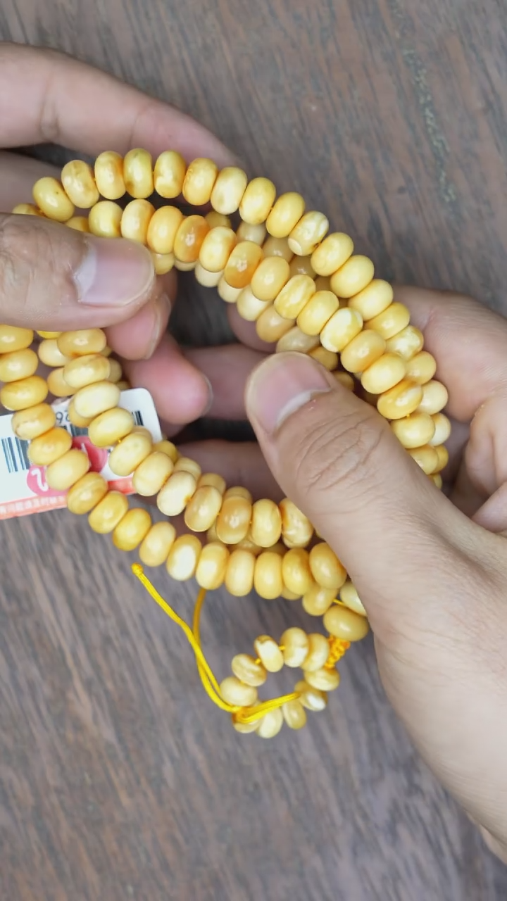 【闪购商品】琥珀裸石未镶嵌新蜡算盘珠108项链