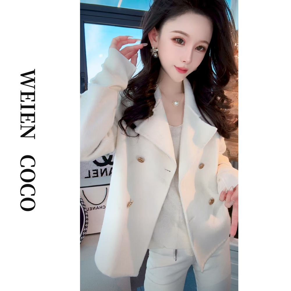 【薇恩COCO】轻奢中长款高端双面毛呢外套时尚气质女装S5118