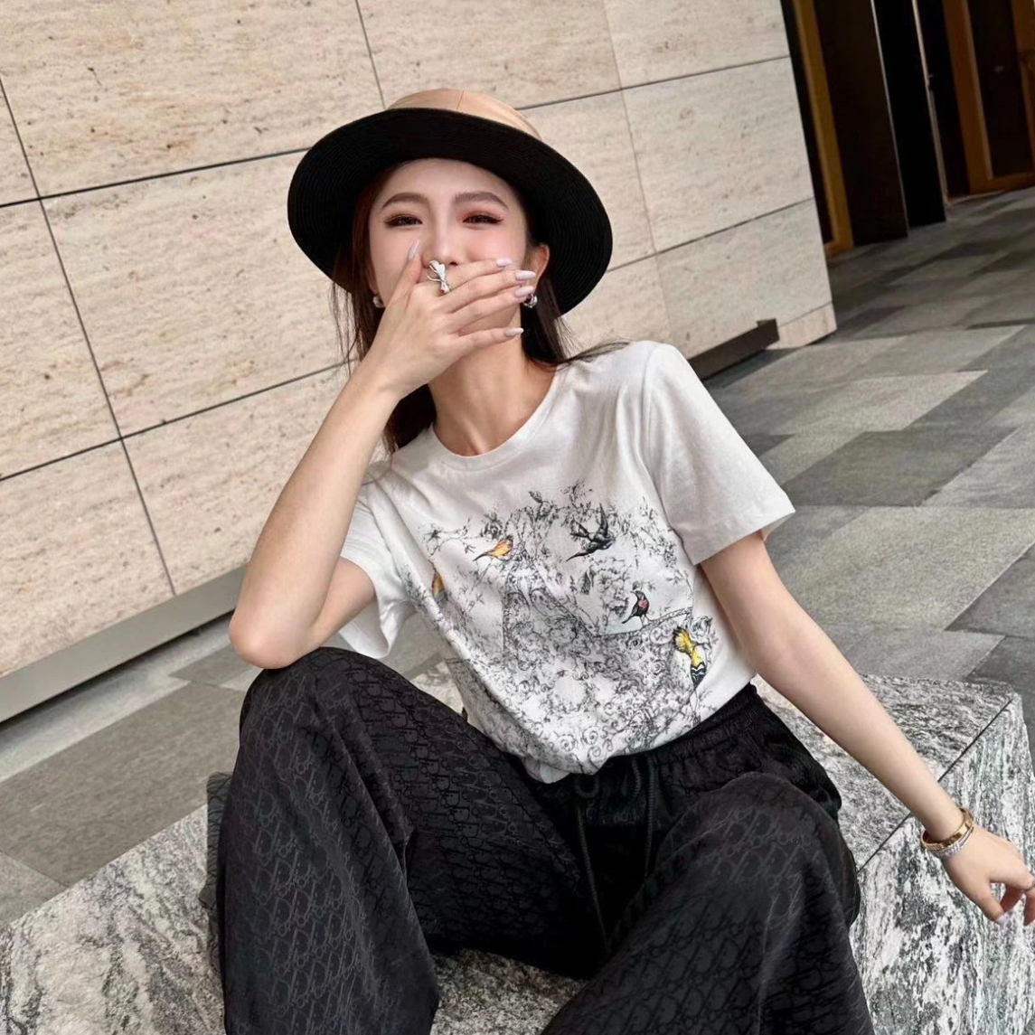 未使用 DIOR/迪奥 图案印花圆领套头短袖 白色/L