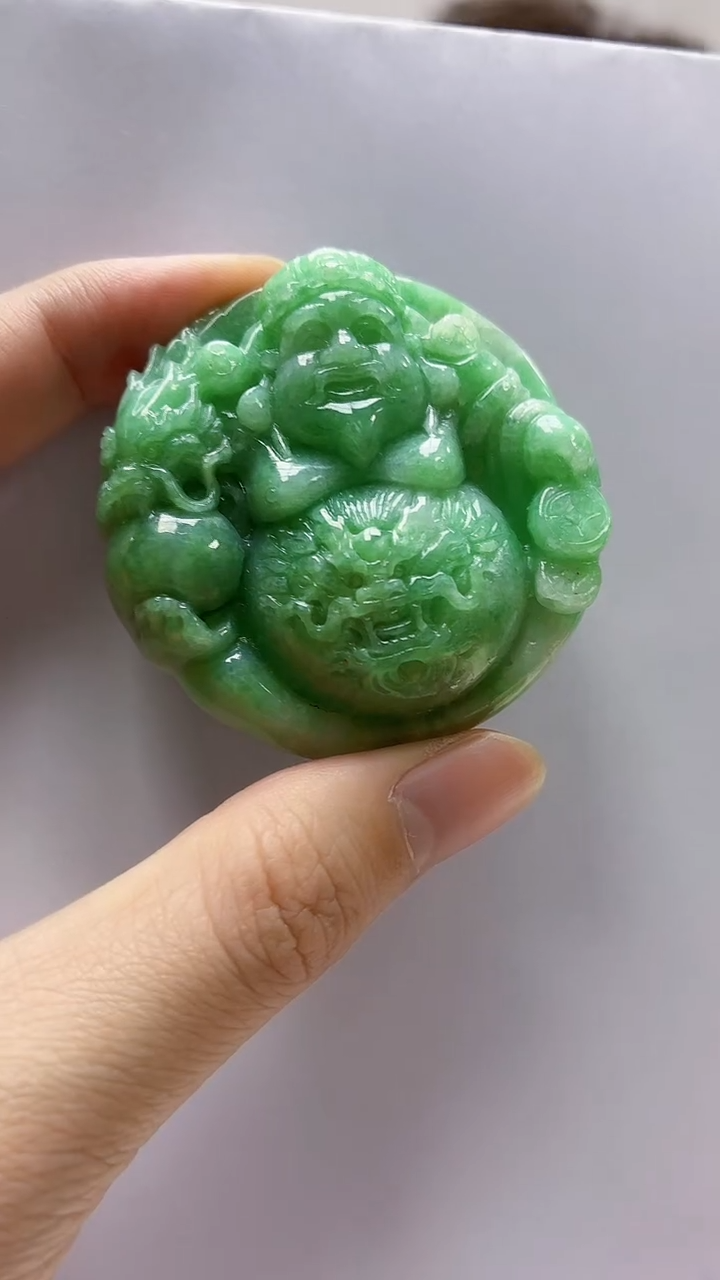 未镶嵌定制翡翠4688zm-毛货挂件18财神