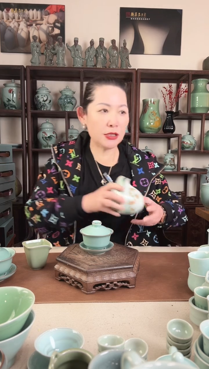 天青 马蹄 三才盖碗