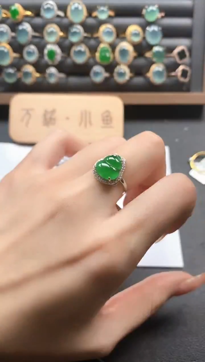 银S925镶嵌戒指翡翠51511