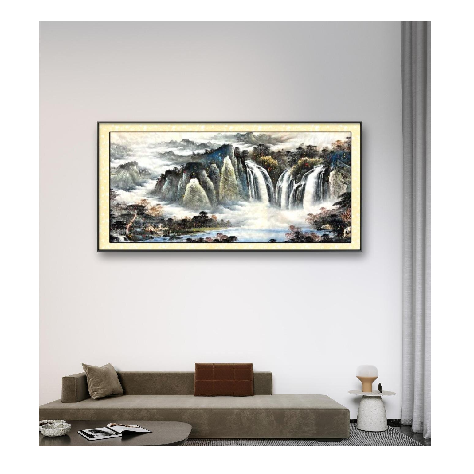 《源远流长》八尺纯手绘国画山水画宣纸未装裱