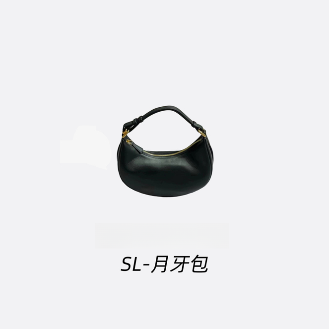 【保证真皮】6079黑色老花月牙包经典斜挎包手提包单肩