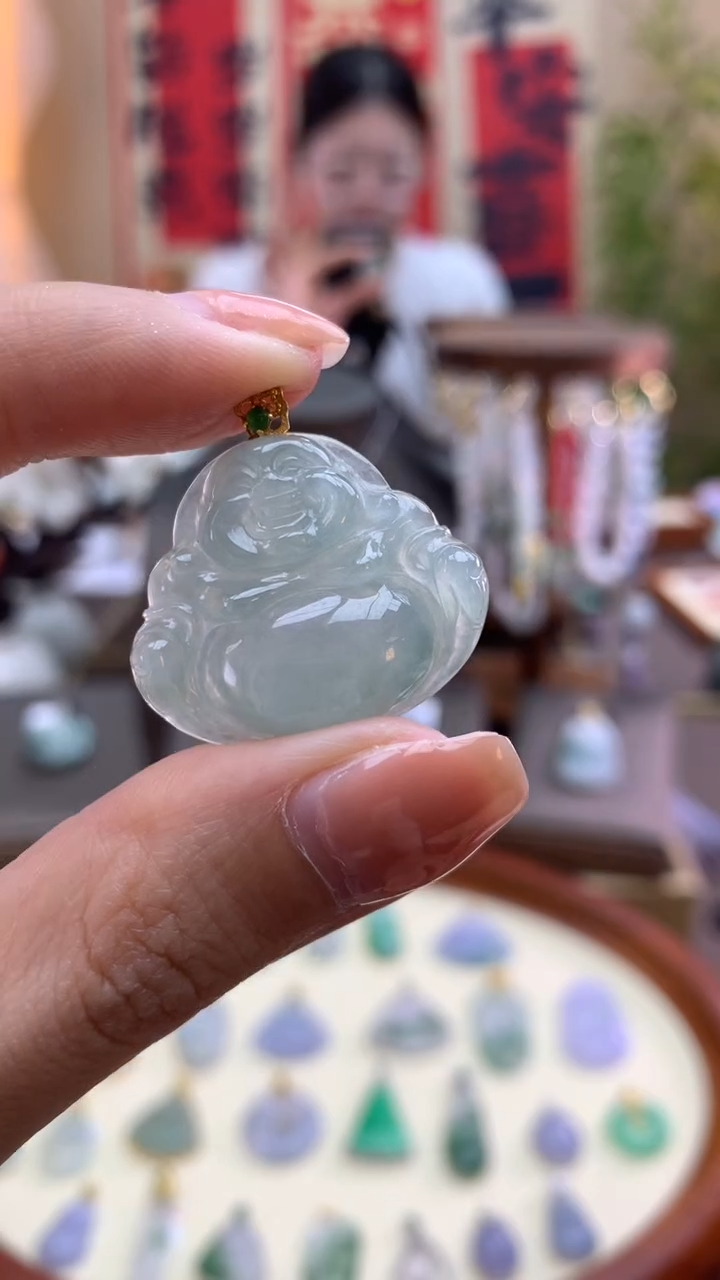 【闪购商品】翡翠颈饰18K金镶嵌佛公