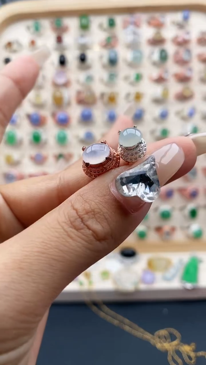 【闪购商品】翡翠戒指未镶嵌缅甸天然A货翡翠444   6+3