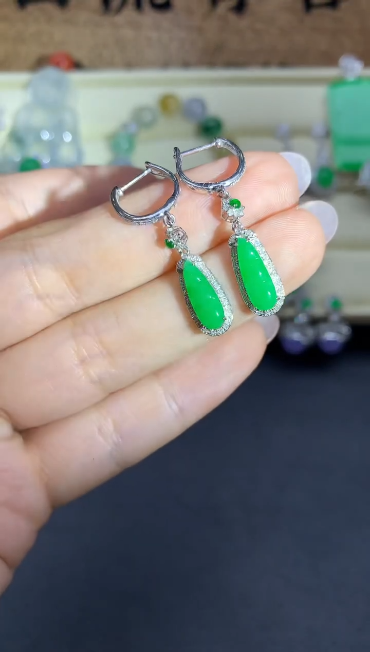 【闪购商品】翡翠耳饰18K金镶嵌405-中国好珍宝