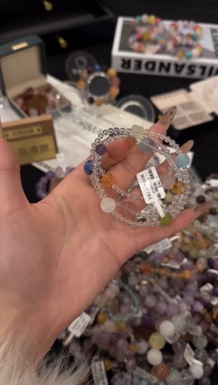 未镶嵌手链水晶白水晶三圈x3372