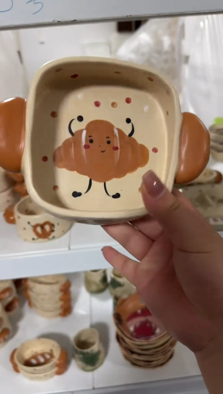 陶瓷饼干人方碗【十里高温釉下彩陶瓷】