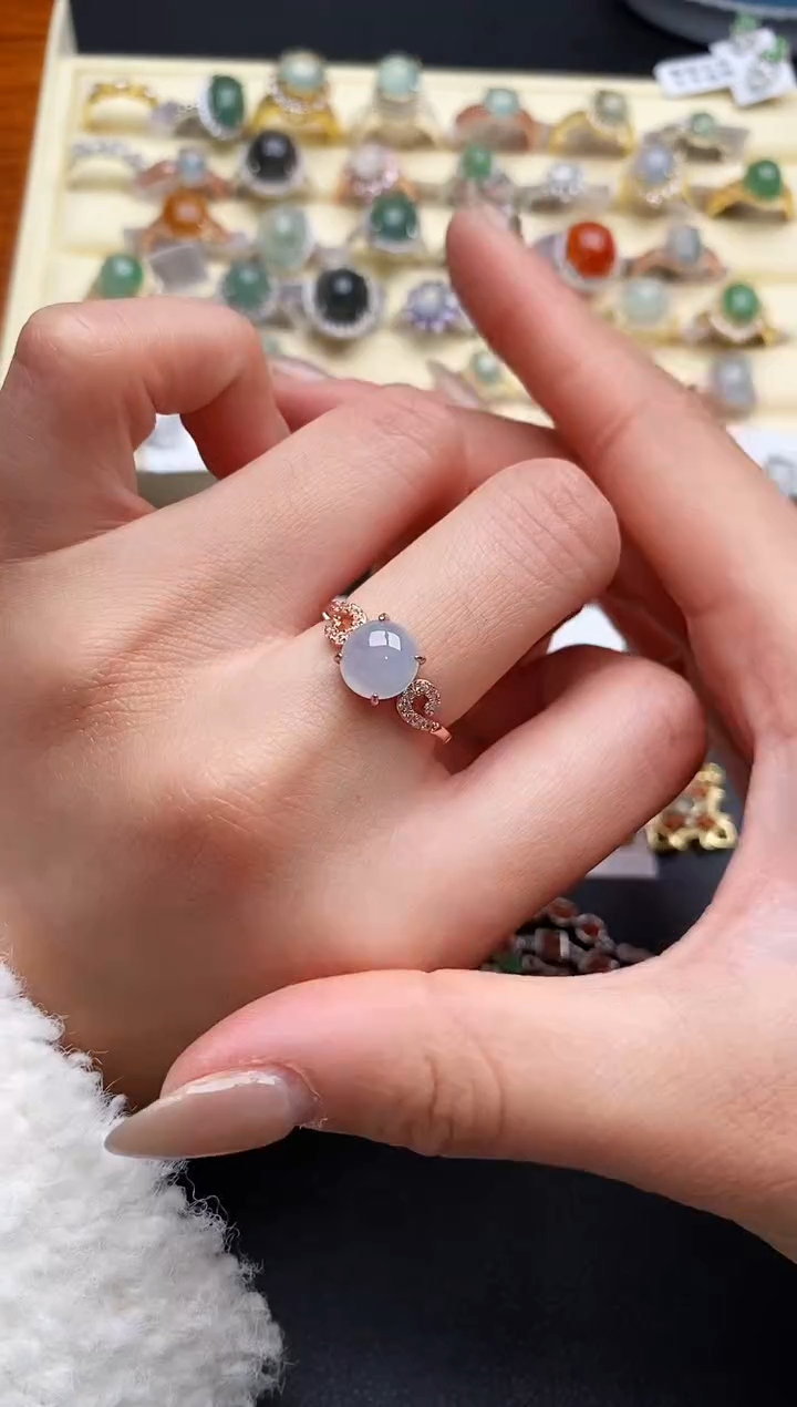 【闪购商品】翡翠戒指银S925镶嵌8888888+3