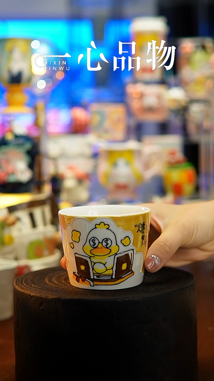 杯子瓷102-34景德镇手工手绘杯子摆件