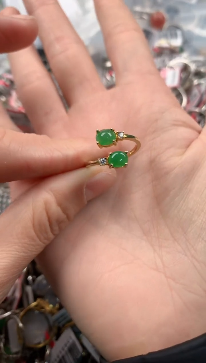 银S925镶嵌戒指翡翠222    9