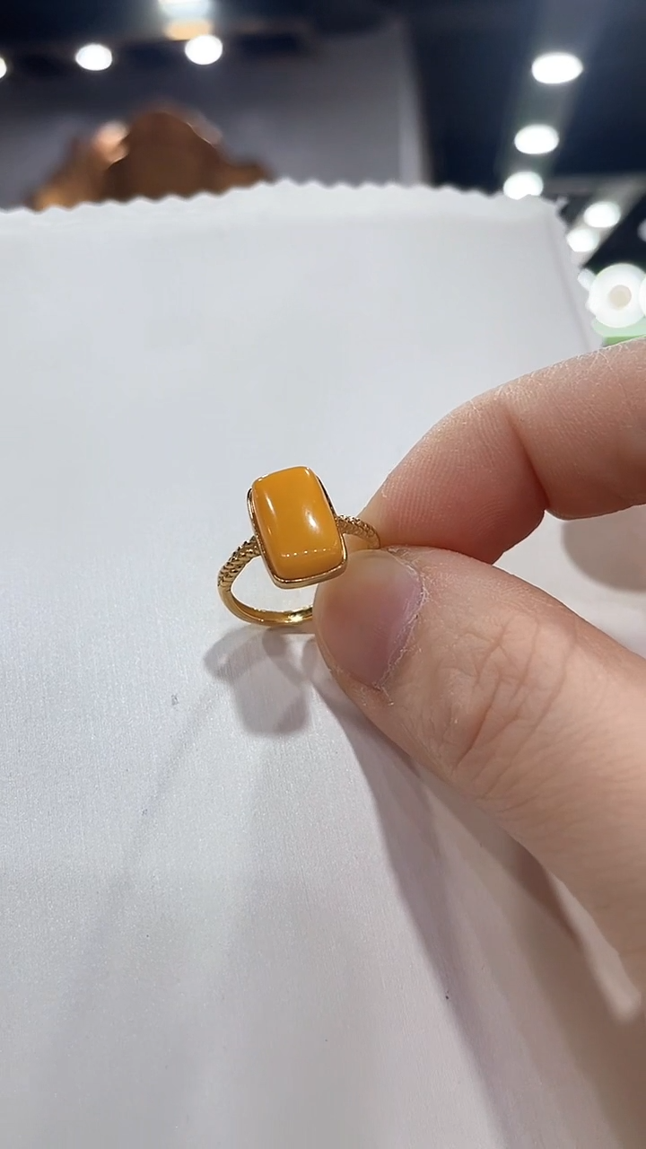 银S925镶嵌蜜蜡戒指下6（多样性发一）
