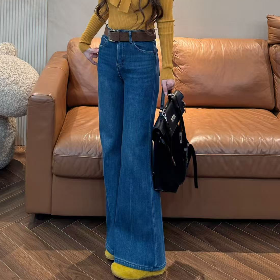 K16 加绒气质百搭休闲四面弹牛仔喇叭裤 EK1605