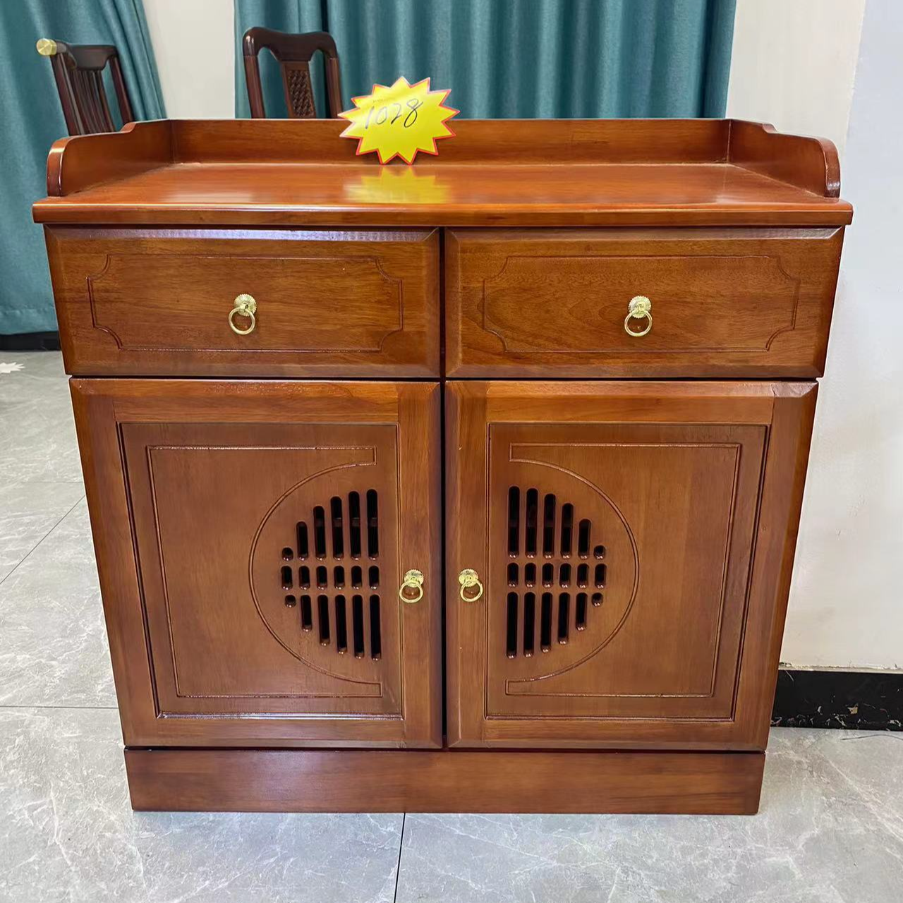 餐边柜实心实木新中式客厅家用简约大容量矮柜隔断餐厅门厅储物柜