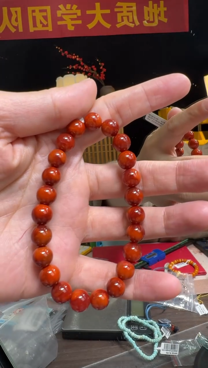 【闪购商品】南红玛瑙手串未镶嵌高品火焰纹南红玛瑙圆珠手串