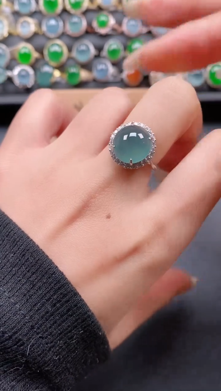 银S925镶嵌戒指翡翠1