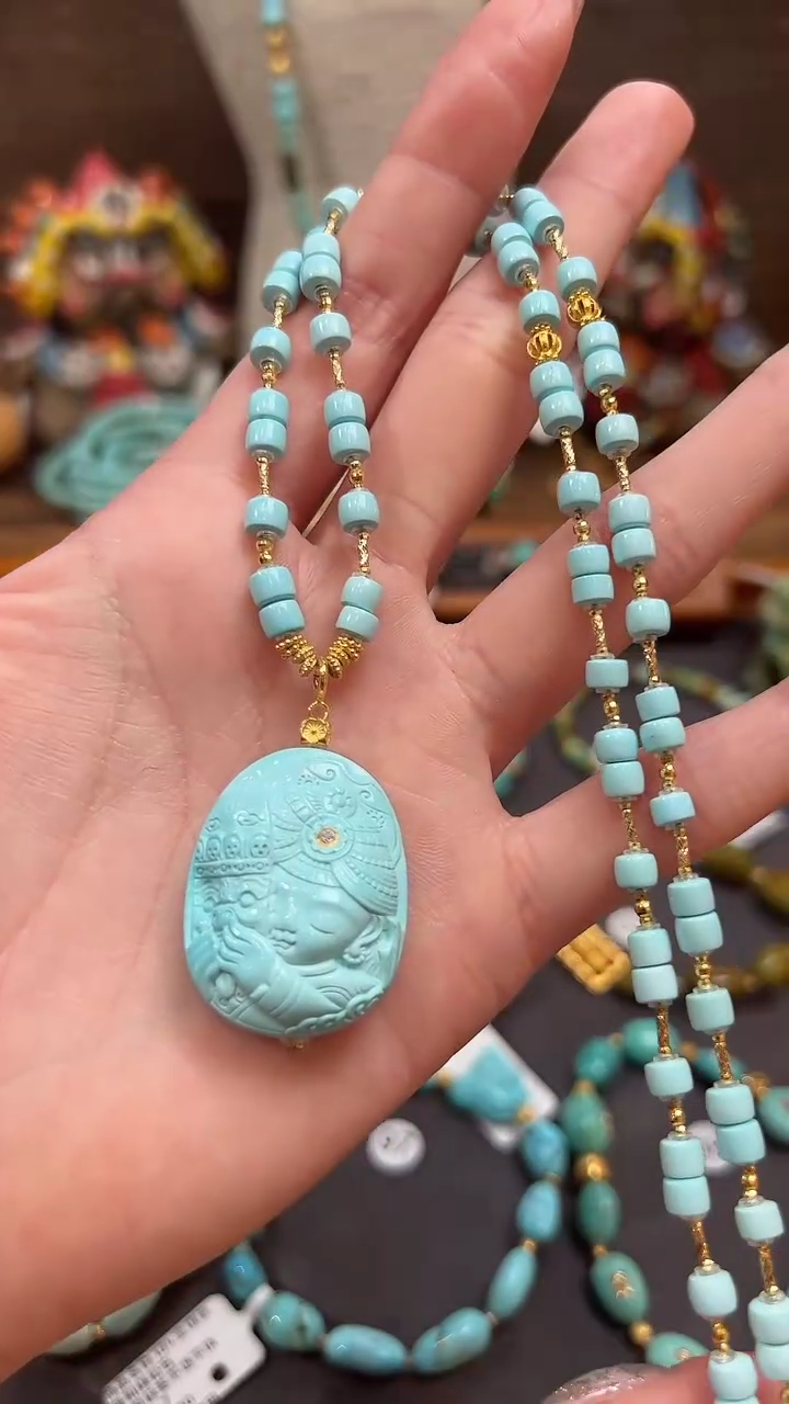 绿松石18K金镶嵌颈饰绿松石项链