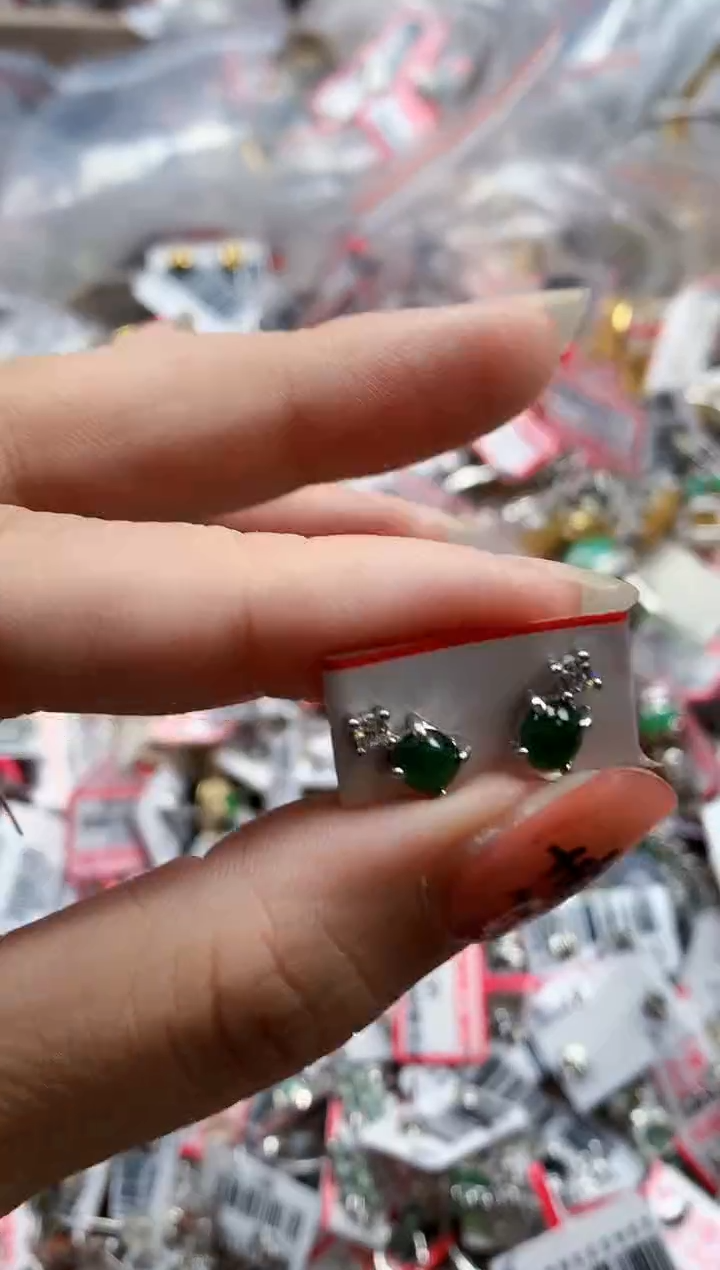 银S925镶嵌戒指翡翠天然A货缅甸翡翠