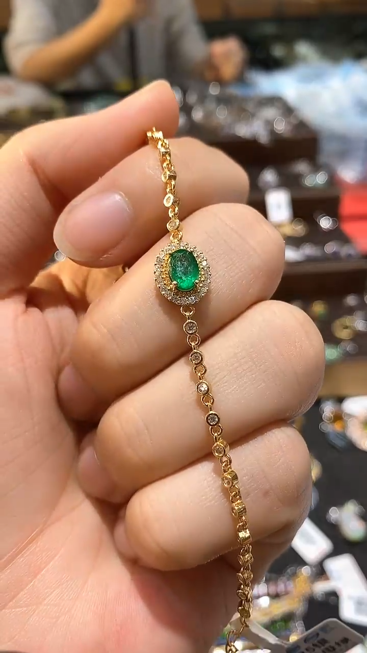 【闪购商品】祖母绿手链银S925镶嵌手链
