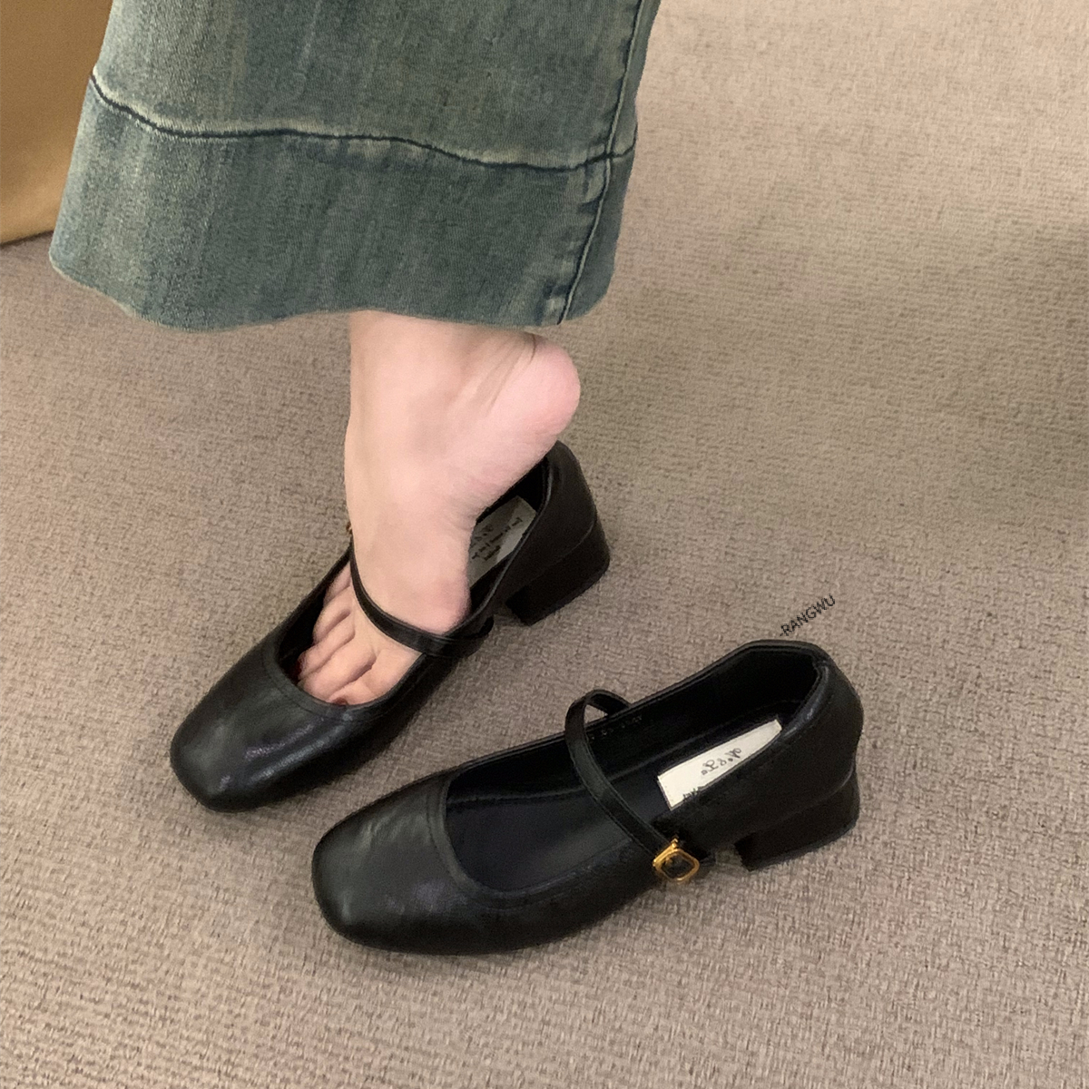法式中高跟黑色玛丽珍单鞋女鞋子2025新款春夏季晚晚配裙子小皮鞋