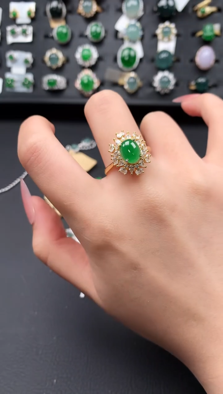 【闪购商品】翡翠戒指银S925镶嵌651451