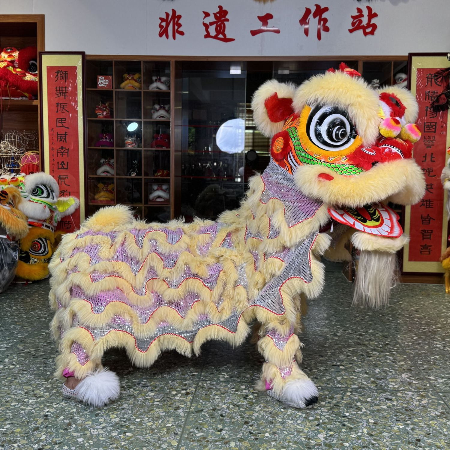 新款三号龙纹醒狮南狮醒狮狮头舞狮道具成人表演装饰用品