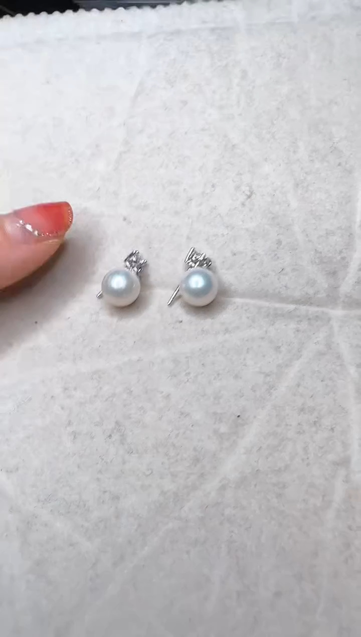 【闪购商品】淡水珍珠耳饰银S925镶嵌12号极光戴妃耳钉