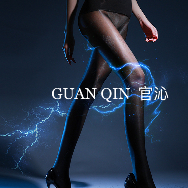官沁「靓」40D舍宾袜超性感高光油亮无缝裆高密丝袜复古奢华连裤袜