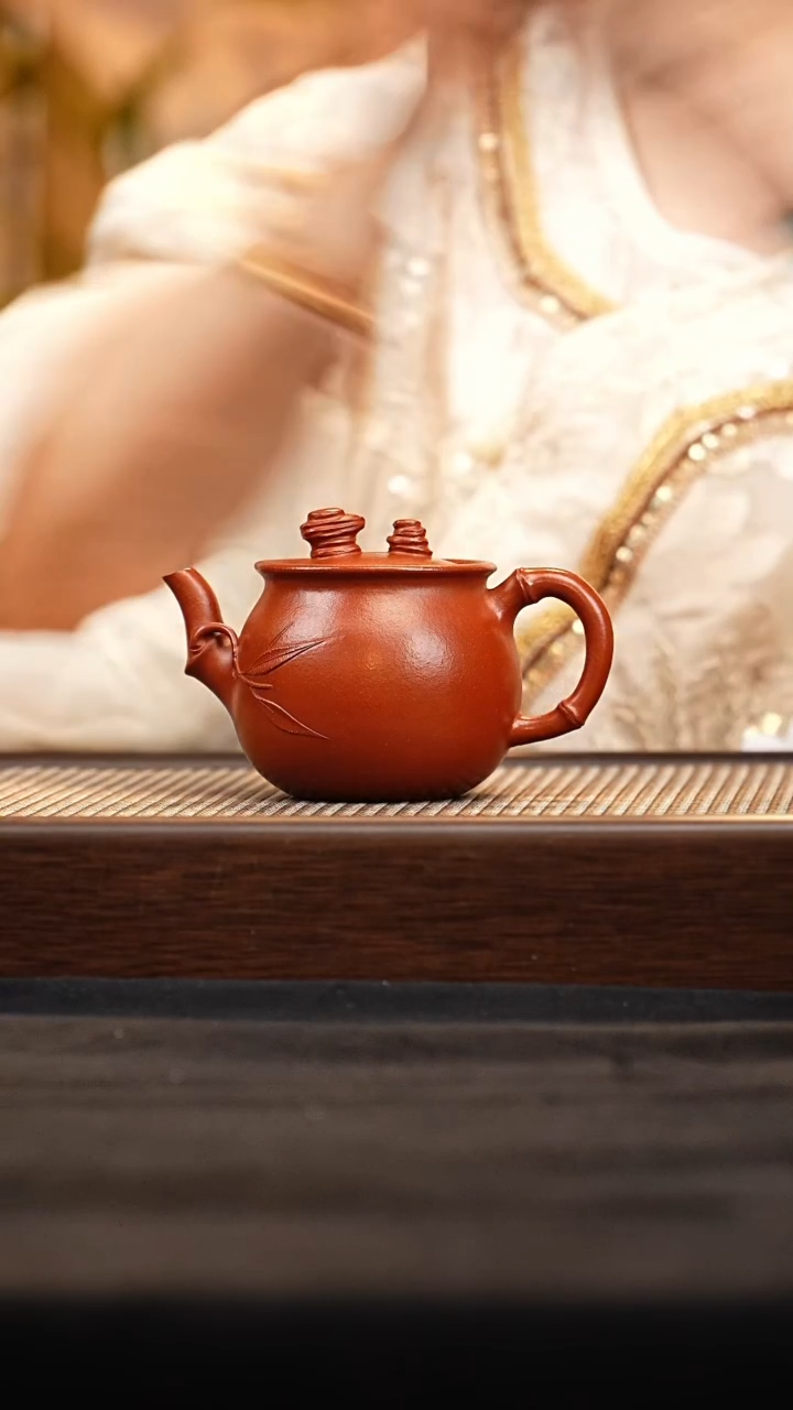 茶壶紫砂J30068竹瓦 朱泥