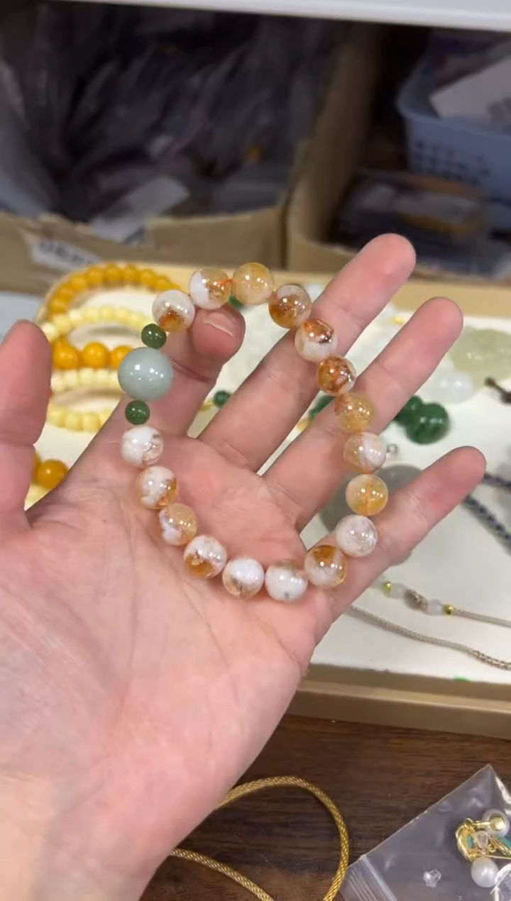 未镶嵌手链水晶人间富贵花翡翠顶珠款手链[0844]