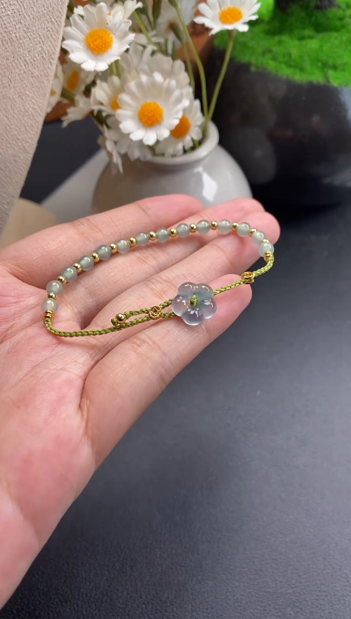 散珠翡翠花花手绳