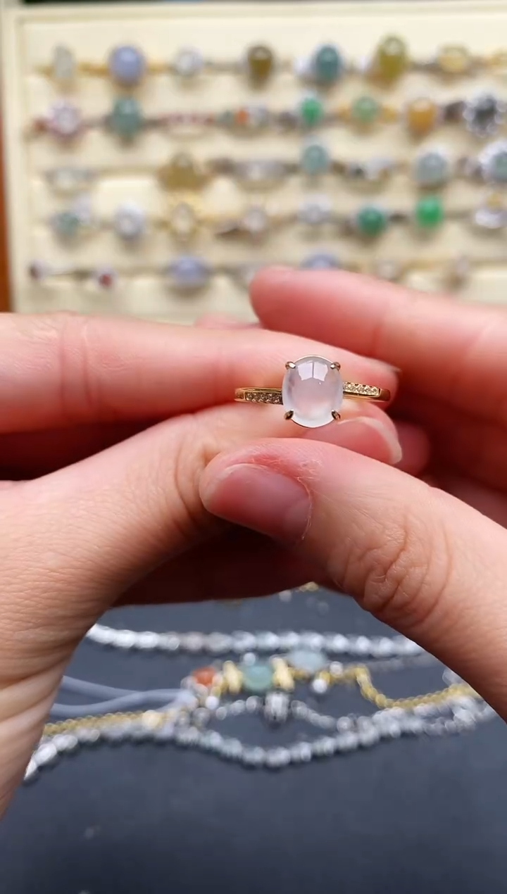 翡翠戒指银S925镶嵌55555555+5