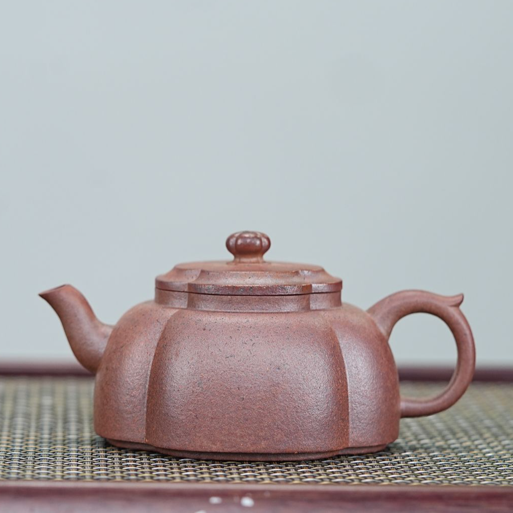 宜兴原矿紫砂壶 原矿朱砂 龙窑柴烧 大彬海棠 紫砂壶