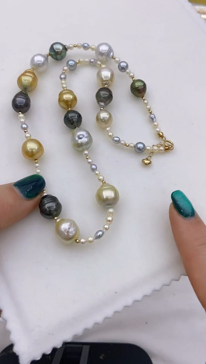 【闪购商品】海水珍珠项链18K金镶嵌178 3-12mm