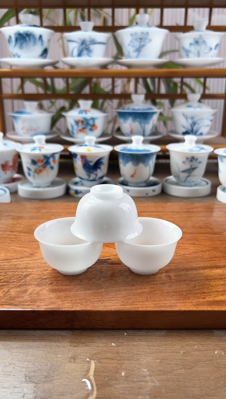 ༺****༻全品高冰纯白小和顺杯6个