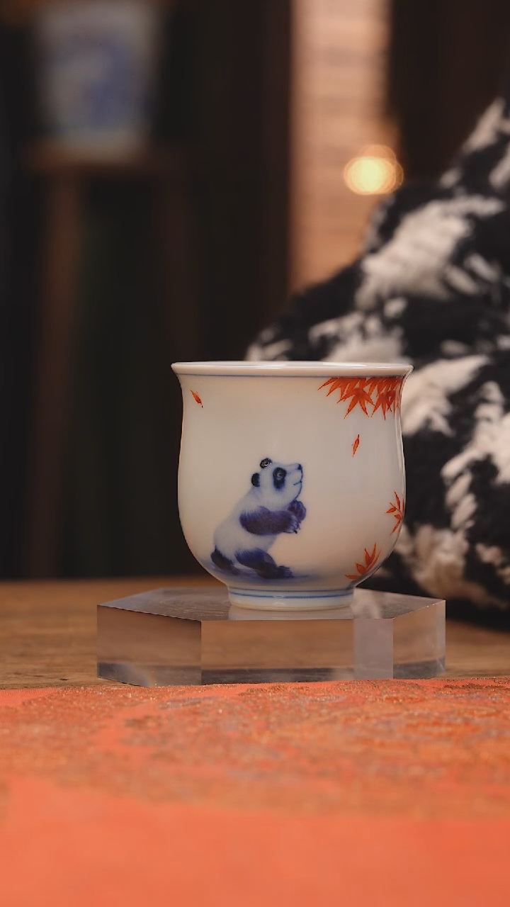 【闪购商品】杯团窑  金竹玉兰熊猫杯