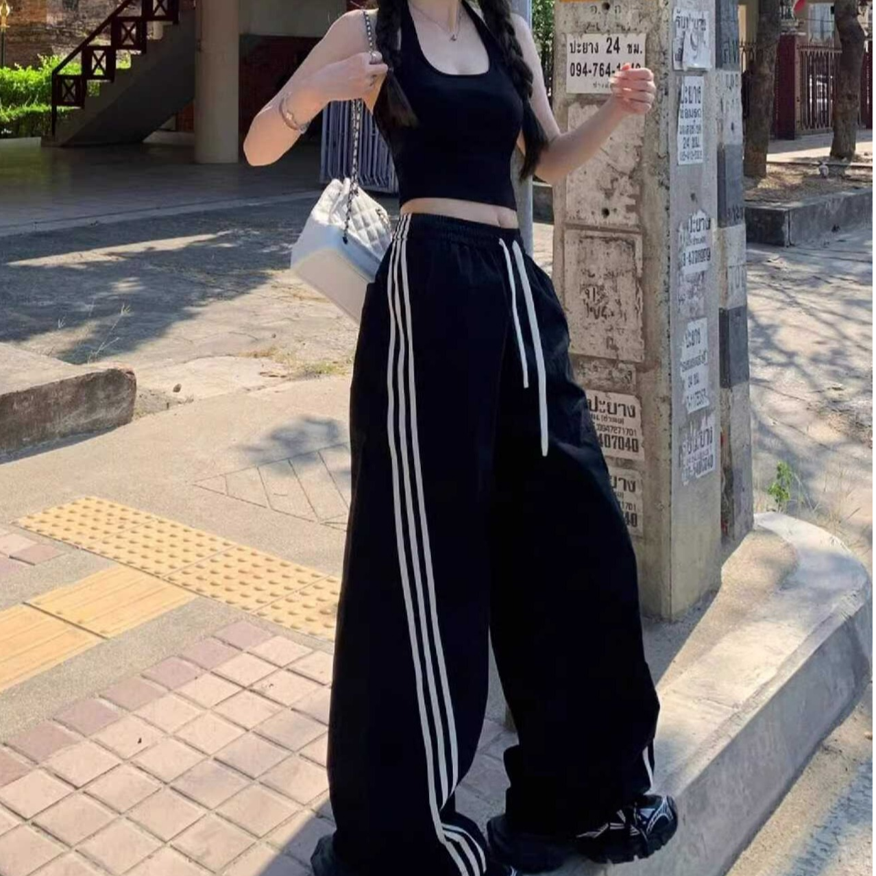 【潘潘专属】美式辣妹休闲运动裤街头垂感阔腿