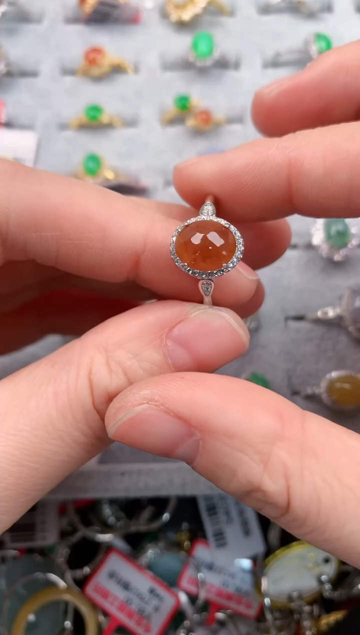 银S925镶嵌戒指翡翠555---5