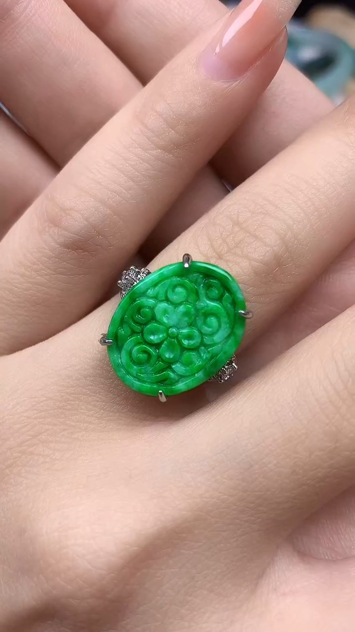 【闪购商品】翡翠戒指银S925镶嵌戒指