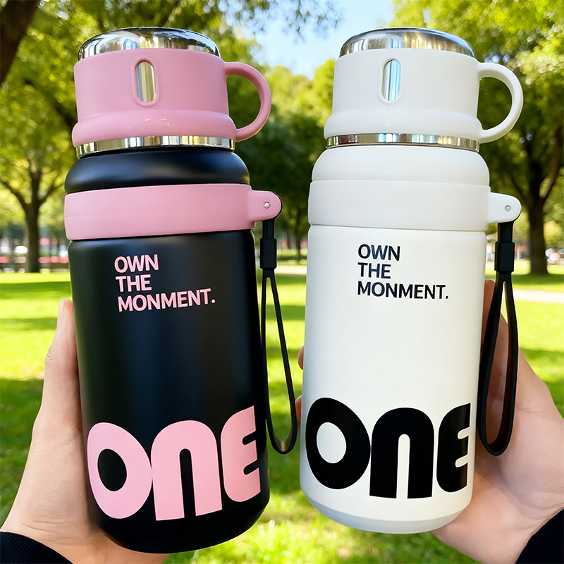 新款一杯三饮316吸管保温杯男女大容量高颜值学生便携不锈钢杯子