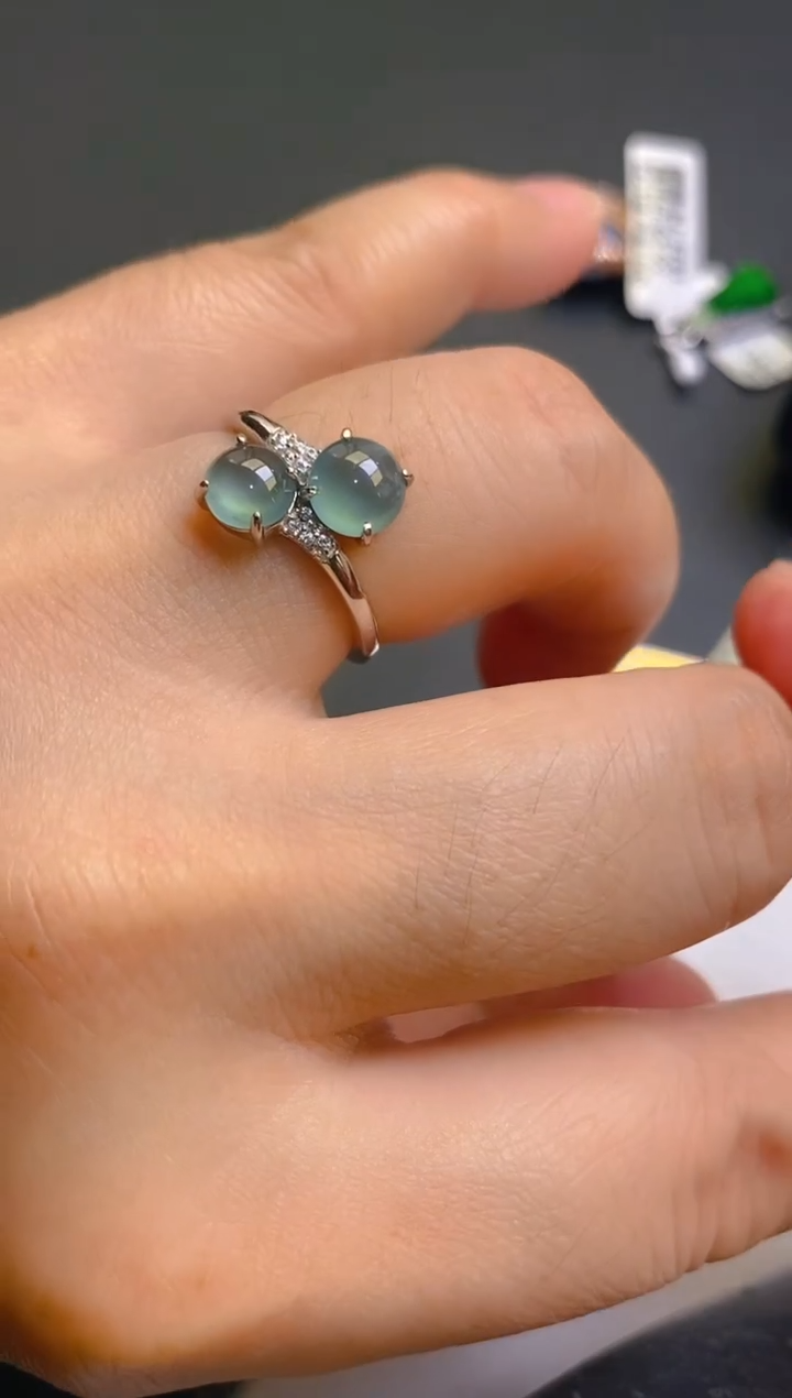 【闪购商品】翡翠耳饰银S925镶嵌天然A货翡翠1