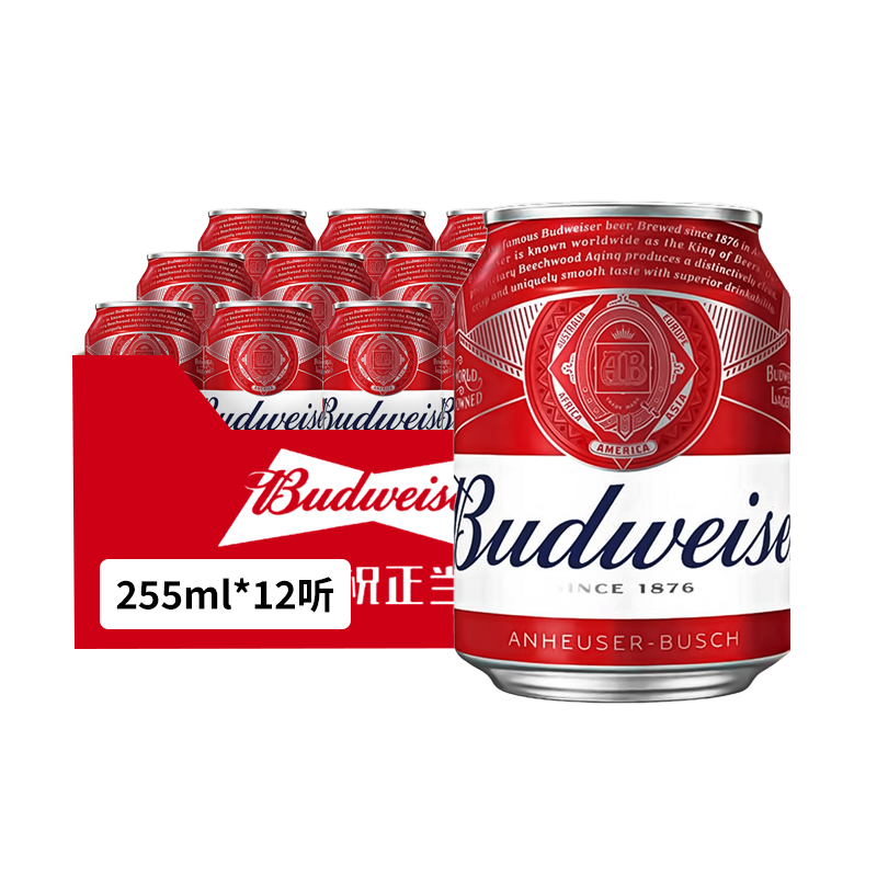 百威小红罐 经典9.7°P啤酒255ml*12听