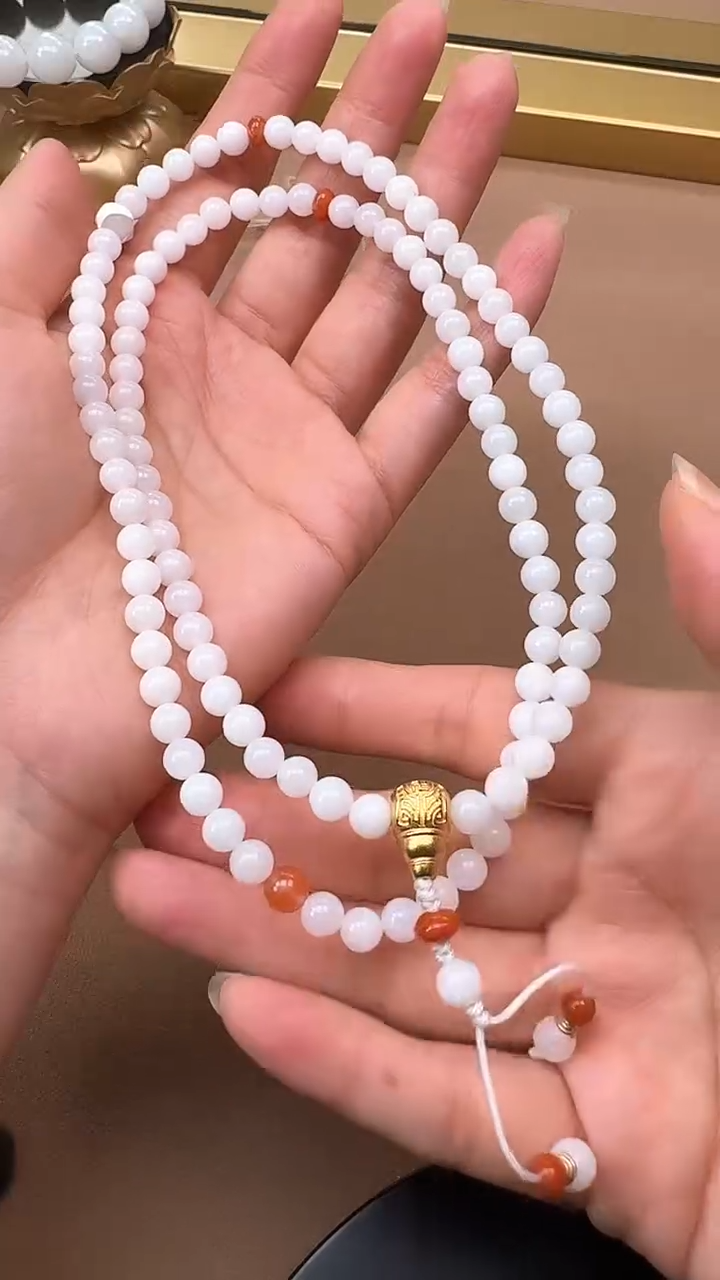 【闪购商品】和田玉珠链未镶嵌1411白玉6mm长链