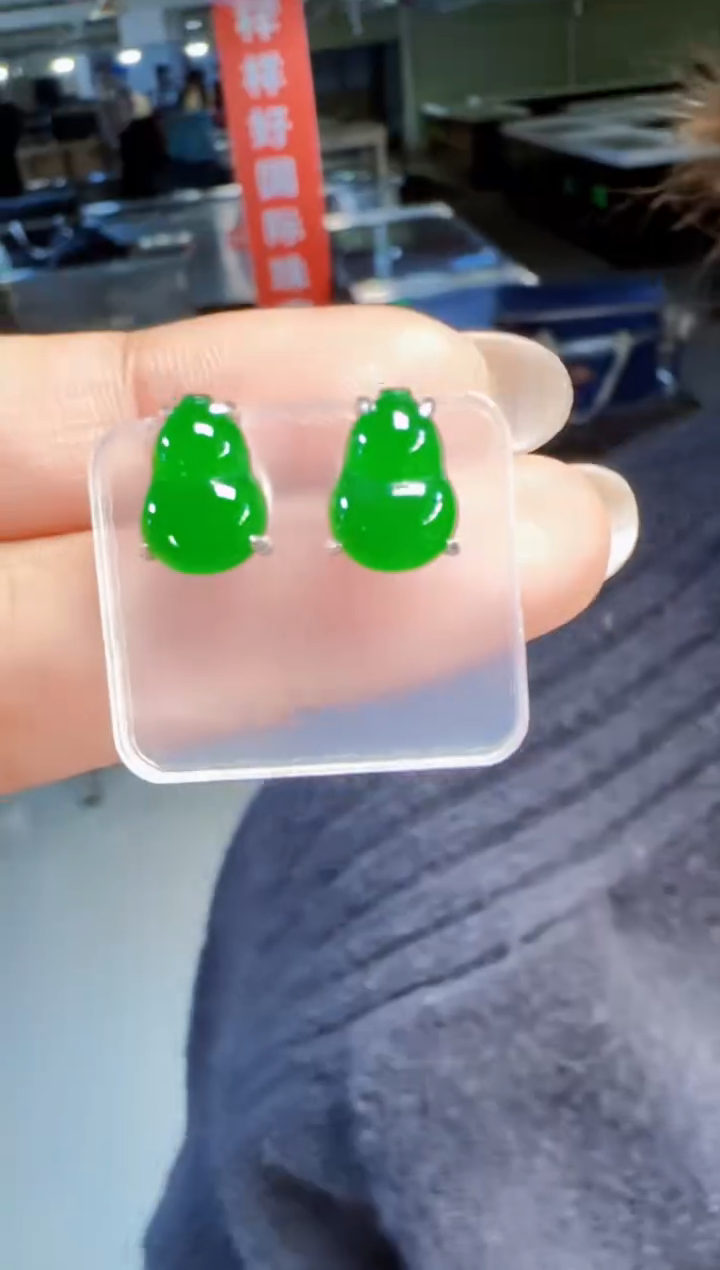 未镶嵌定制翡翠翡翠耳环89