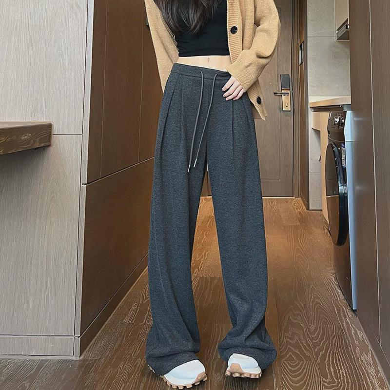 白色阔腿裤女装秋季垂感裤休闲拖地直筒裤