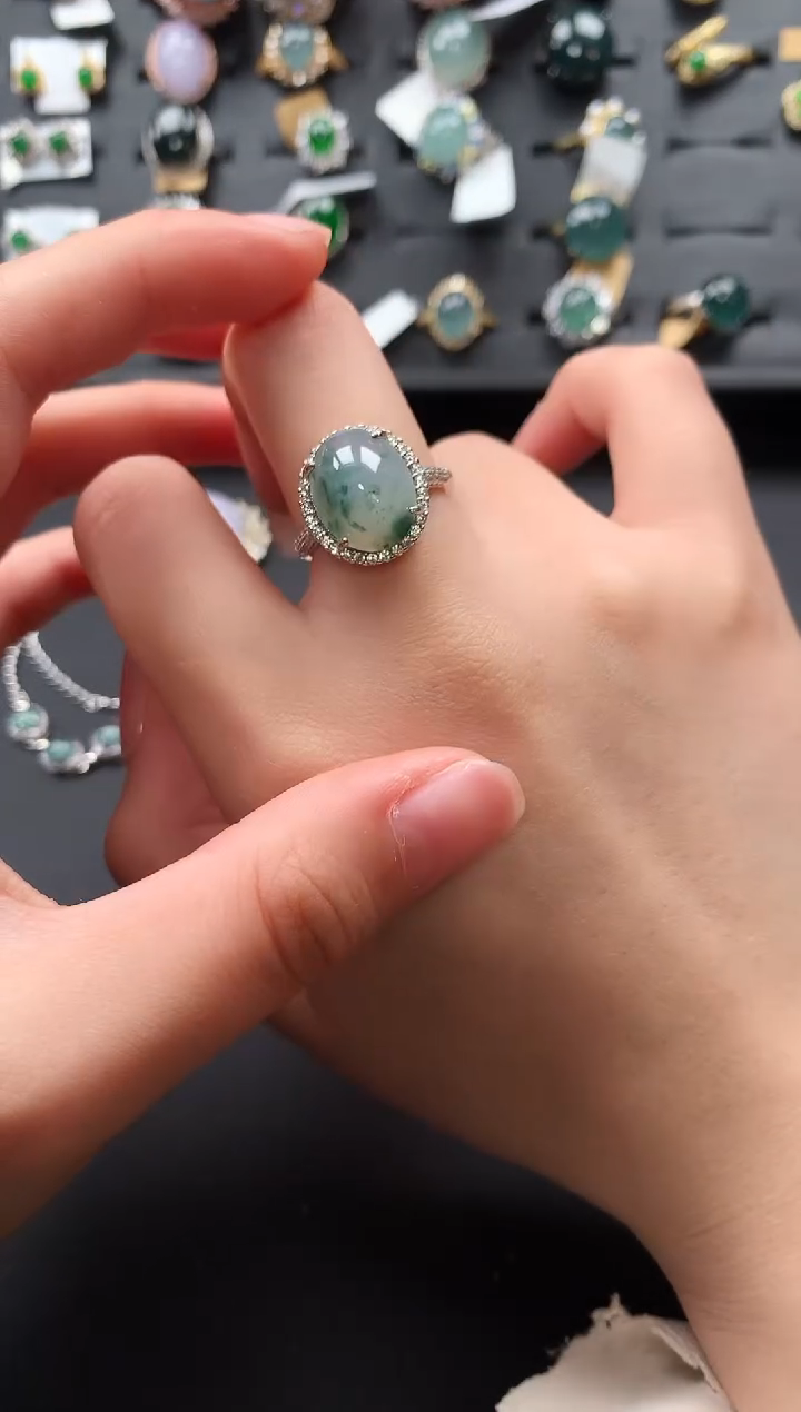 【闪购商品】翡翠戒指银S925镶嵌52141
