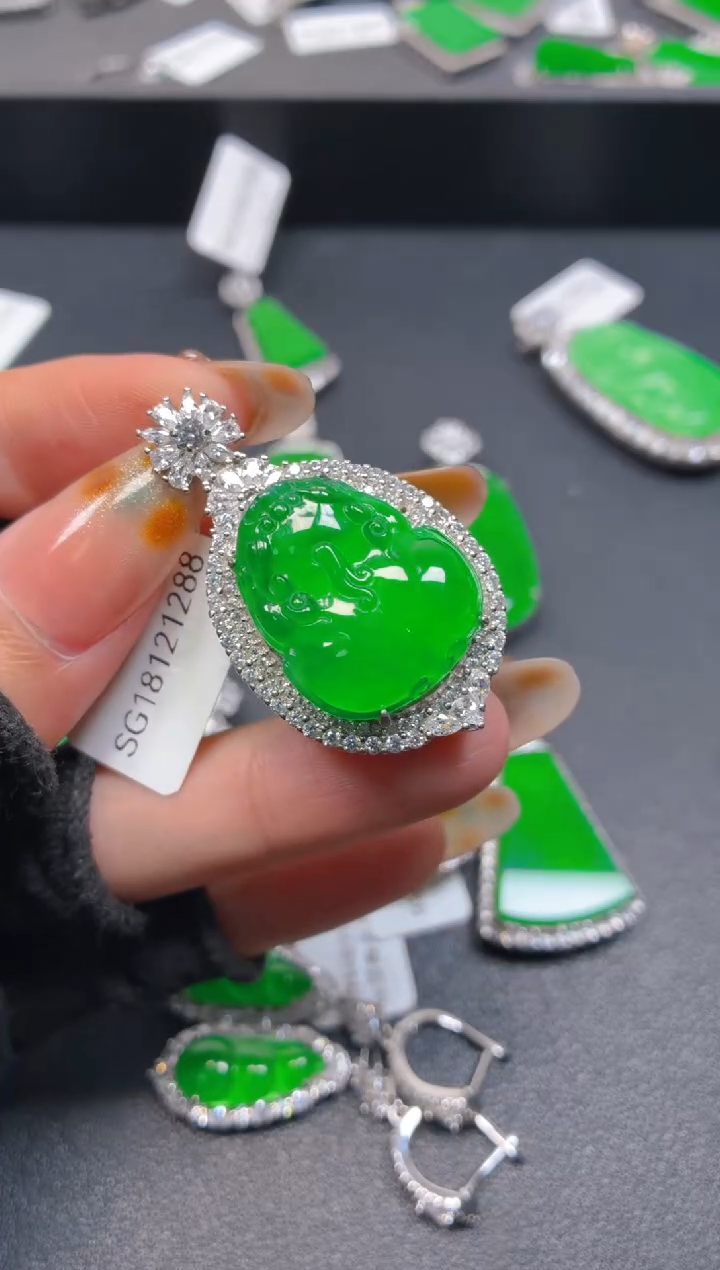 吊坠(不含链)银S925镶嵌翡翠1