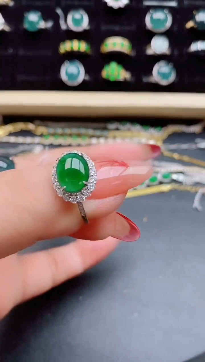 【闪购商品】翡翠戒指银S925镶嵌5080550