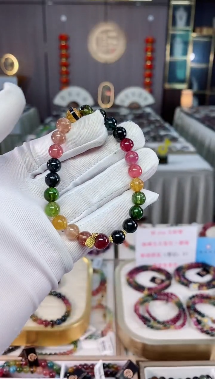 老矿碧玺单圈手串7mm+未镶嵌碧玺（多样性发一条）xion